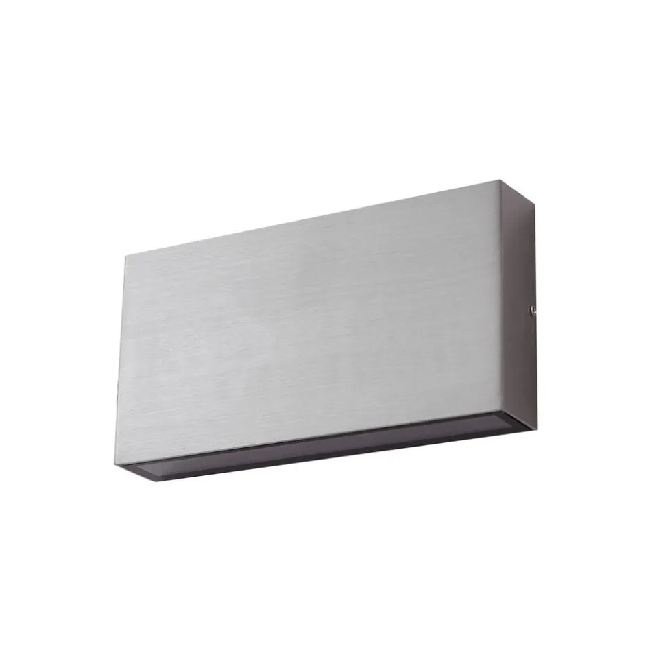 Lindby udendørs LED-væglampe Jarte, grå, metal, 17 cm, IP54