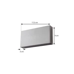 Lindby udendørs LED-væglampe Jarte, grå, metal, 17 cm, IP54