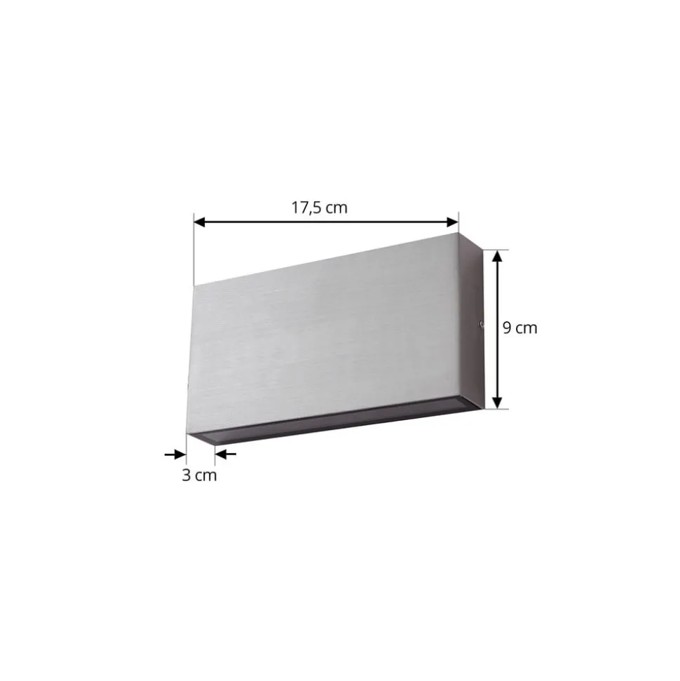 Lindby udendørs LED-væglampe Jarte, grå, metal, 17 cm, IP54