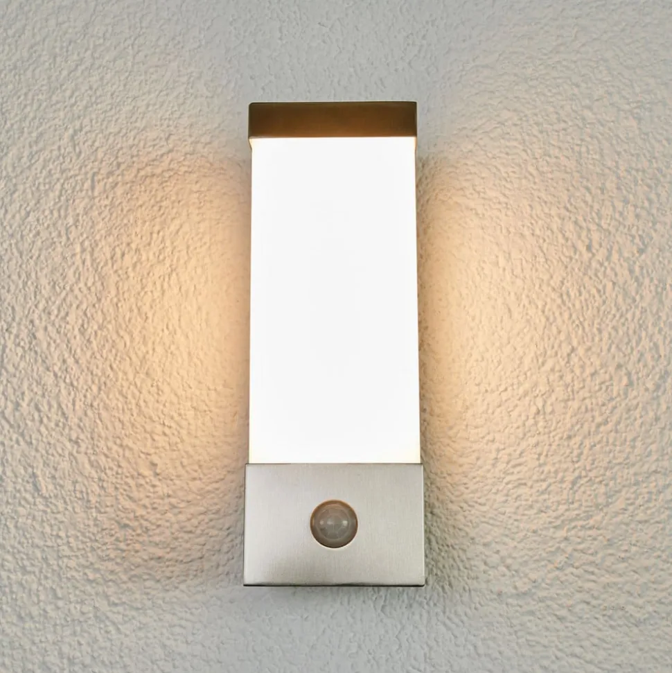 Lindby udendørs LED-væglampe Severina, 25 cm, sensor, stål