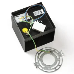 Lindby udendørs LED-væglampe Glyn, sort, metal, 12 cm, IP44