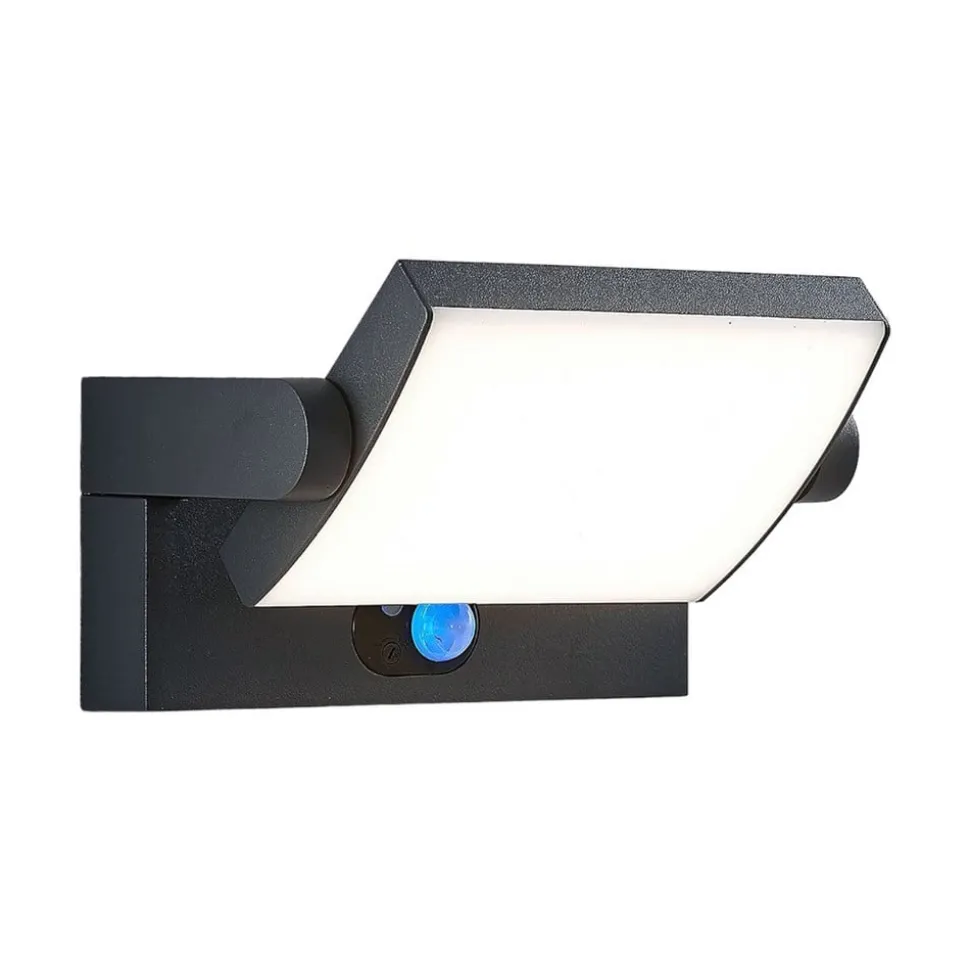 Lindby udendørs LED-væglampe Sherin, antracit, sensor
