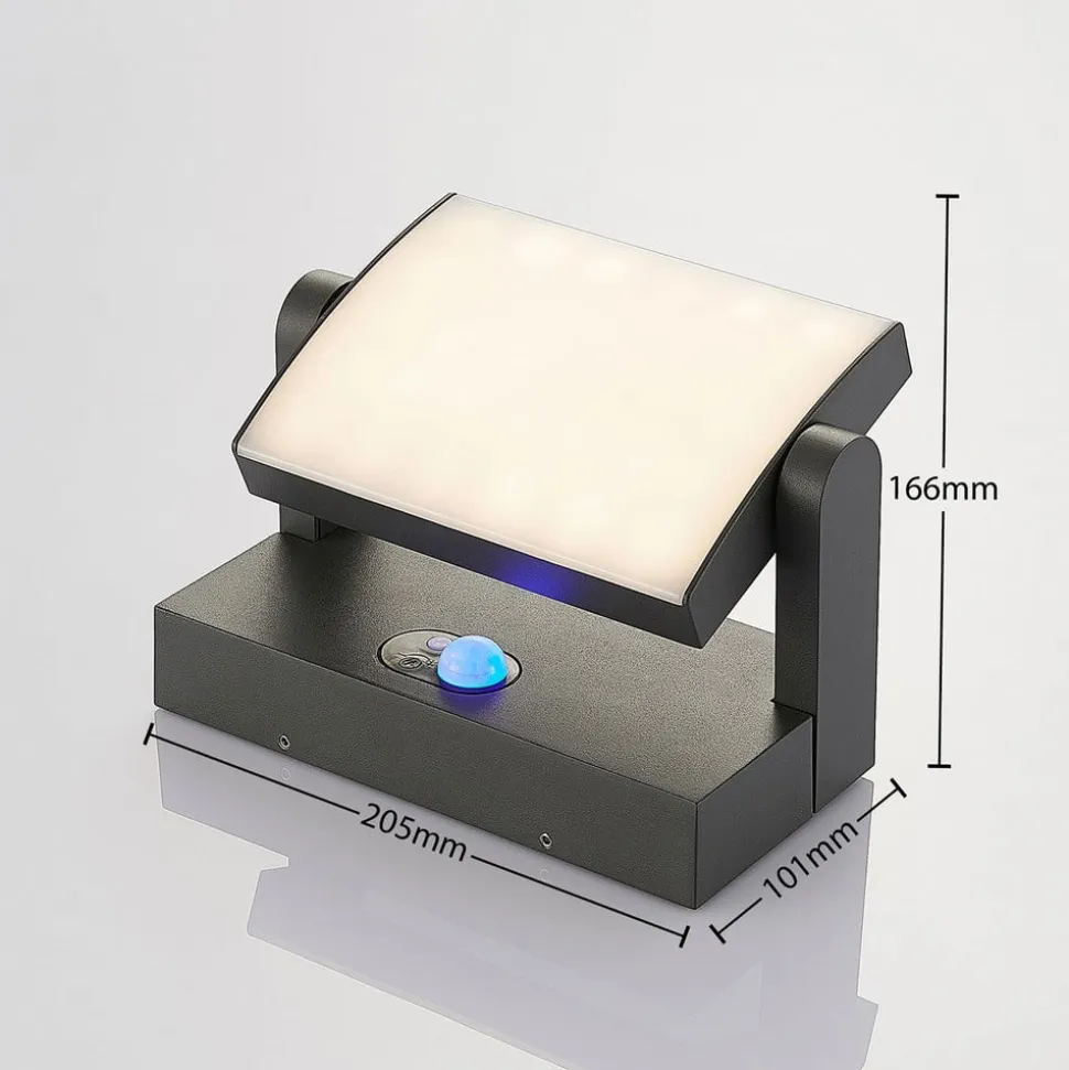 Lindby udendørs LED-væglampe Sherin, antracit, sensor