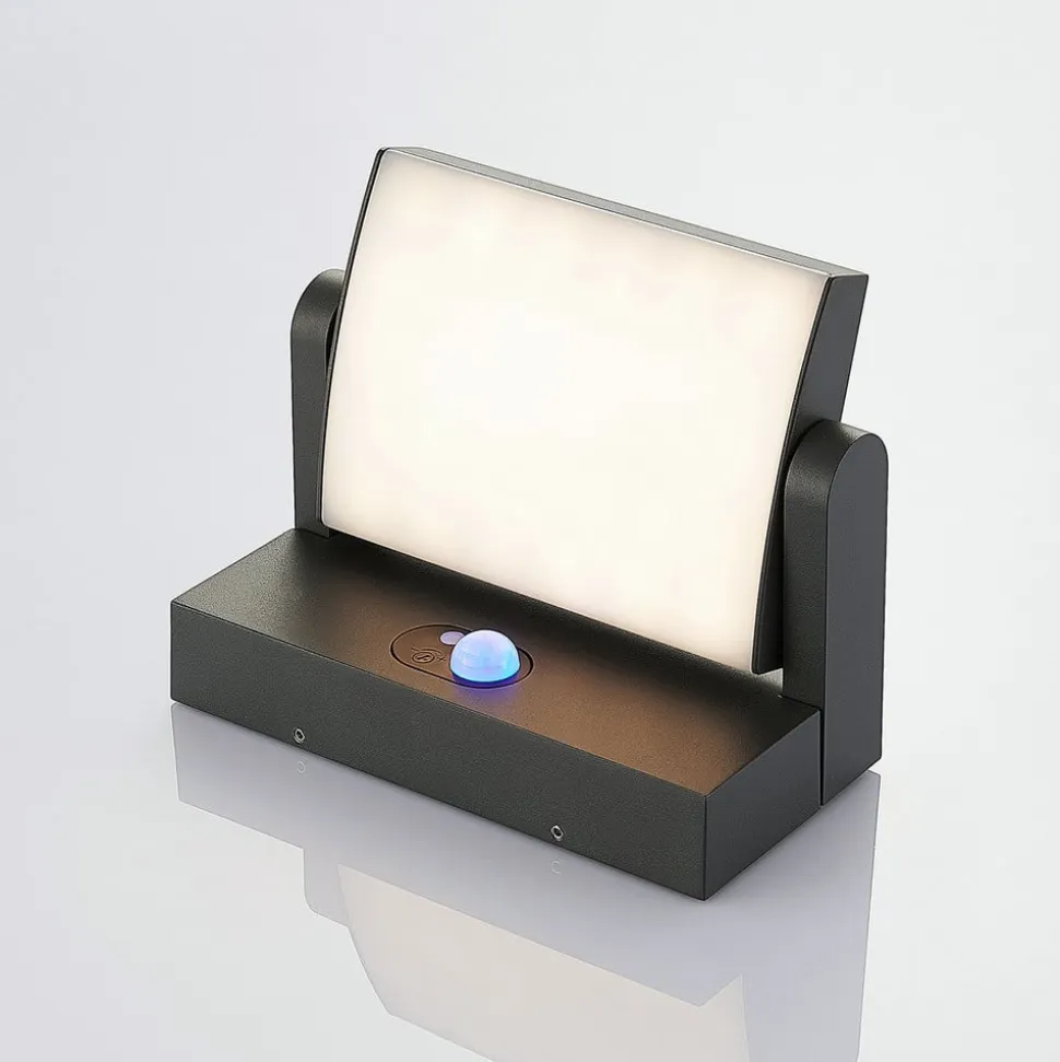 Lindby udendørs LED-væglampe Sherin, antracit, sensor
