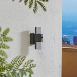Lindby udendørs LED-væglampe Alaric, aluminium, antracit, sensor