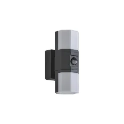 Lindby udendørs LED-væglampe Alaric, aluminium, antracit, sensor