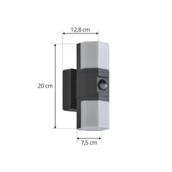 Lindby udendørs LED-væglampe Alaric, aluminium, antracit, sensor