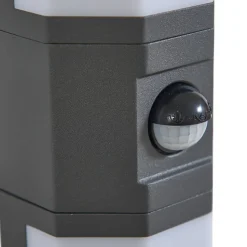 Lindby udendørs LED-væglampe Alaric, aluminium, antracit, sensor