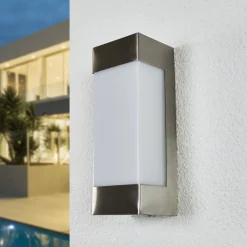 Lindby udendørs LED-væglampe Severina, stål, IP44
