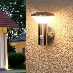 Lindby udendørs LED-væglampe Tiga, bevægelsessensor, IP44