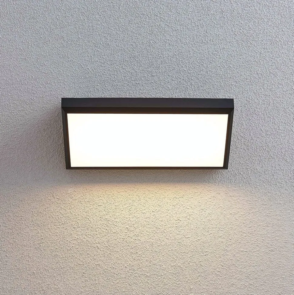 Lindby udendørs LED-væglampe Abby, sensor, IP65, mørkegrå