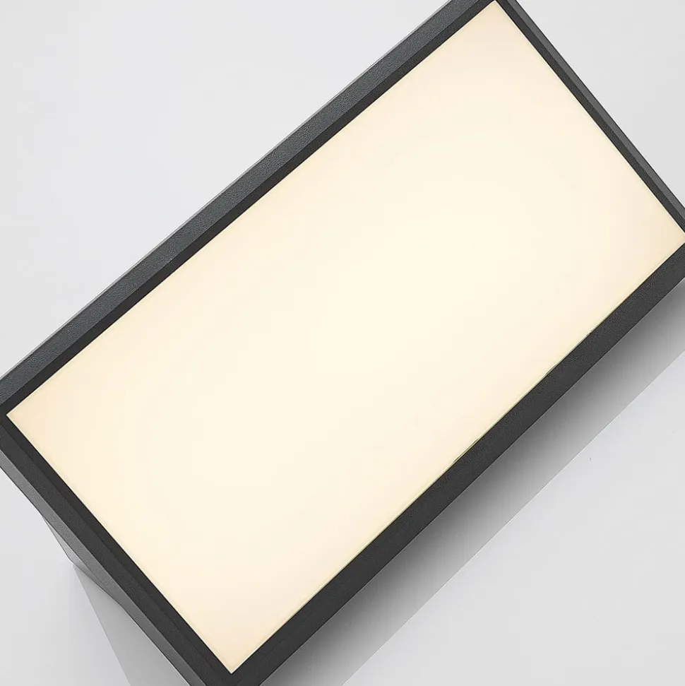 Lindby udendørs LED-væglampe Abby, sensor, IP65, mørkegrå