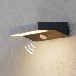 Lindby udendørs LED-væglampe til udendørs vægmontering Maresia, sensor, antracit