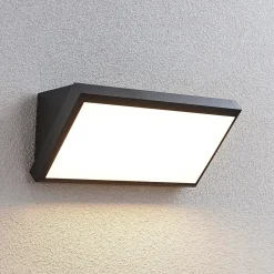 Lindby udendørs LED-væglampe Abby, grå, plast, IP65