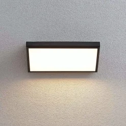 Lindby udendørs LED-væglampe Abby, grå, plast, IP65