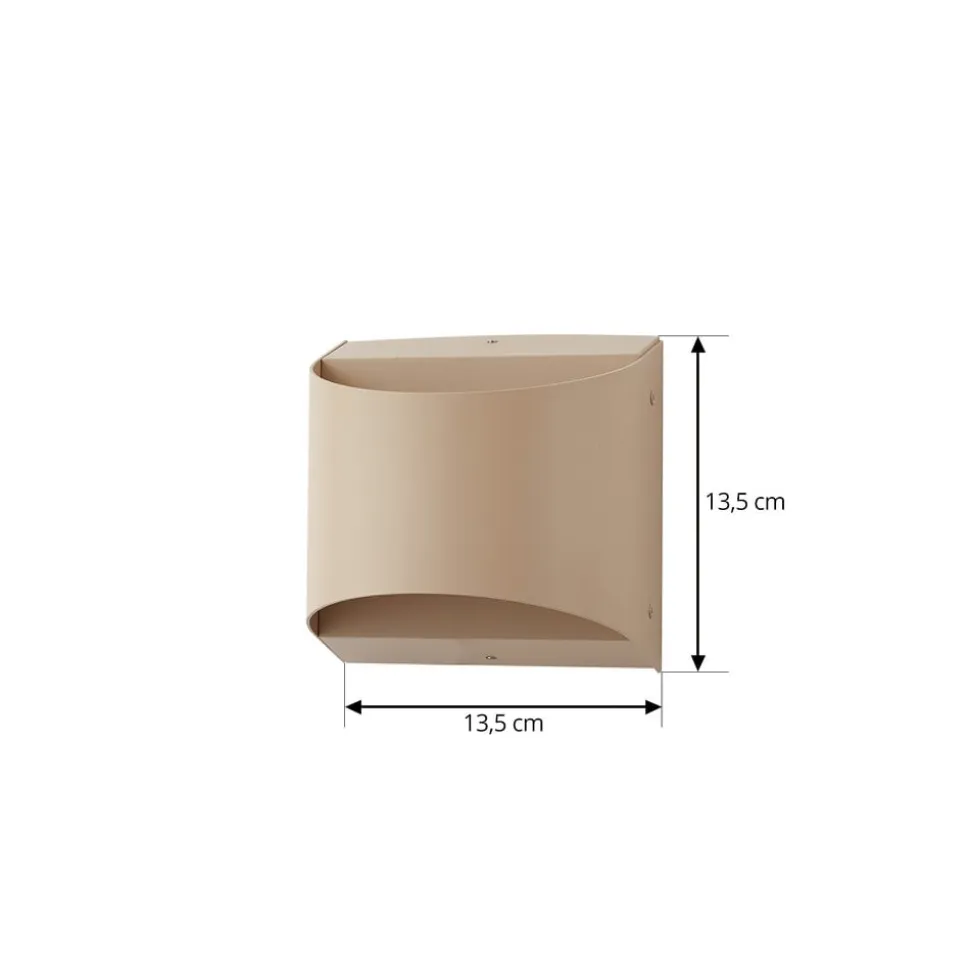 Lindby udendørs LED-væglampe Lenore, beige, metal, 13,5 cm