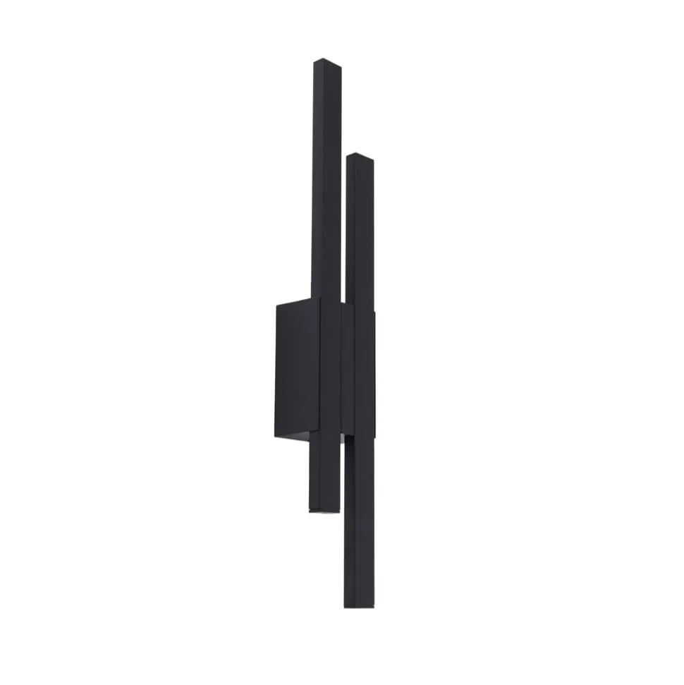 Lindby udendørs LED-væglampe Sakari, sort, aluminium, højde 59 cm