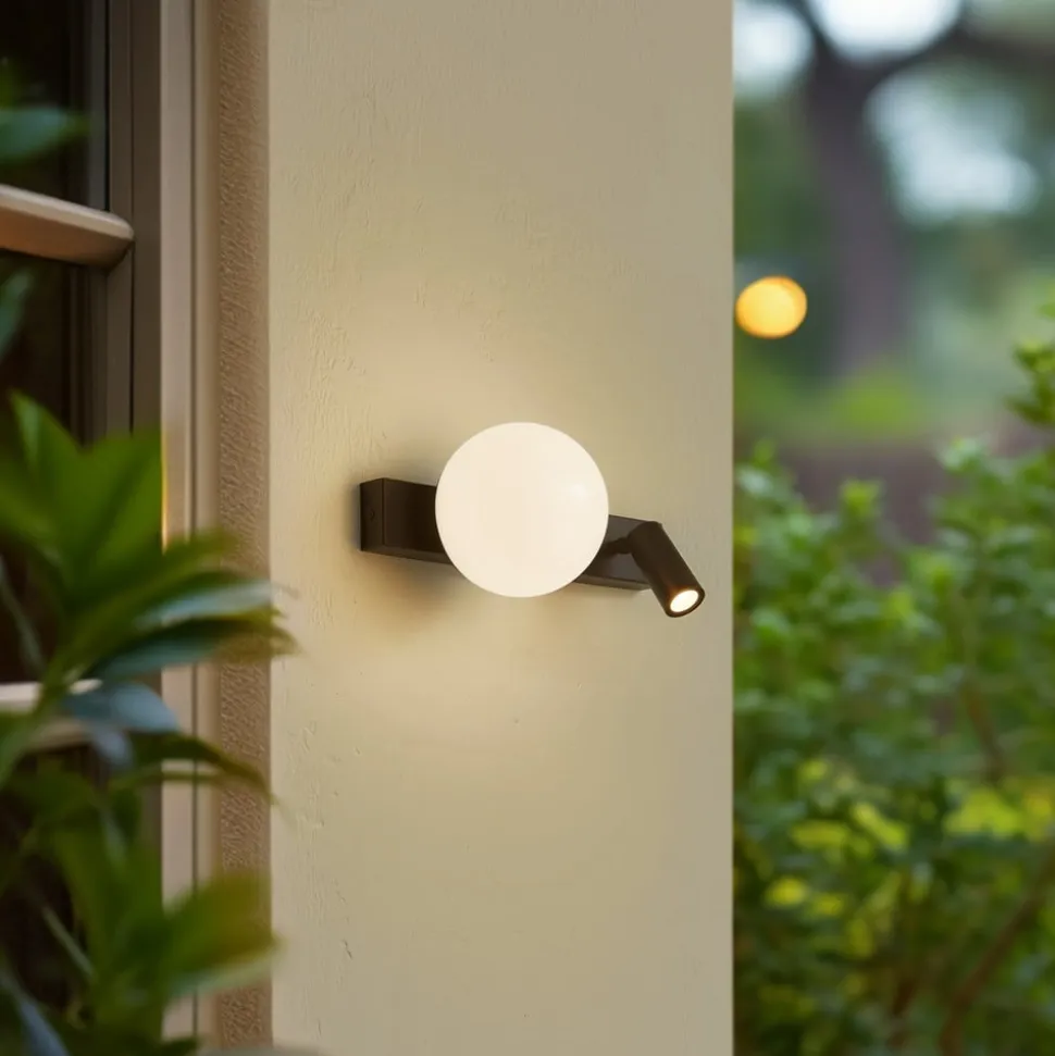 Lindby udendørs LED-væglampe Larcie, 35 cm, 2 lyskilder, aluminium, sensor