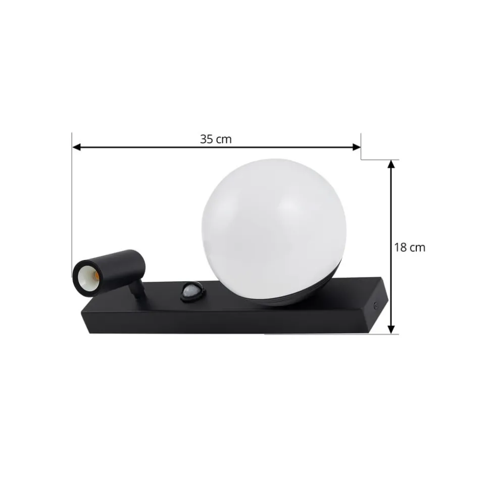 Lindby udendørs LED-væglampe Larcie, 35 cm, 2 lyskilder, aluminium, sensor