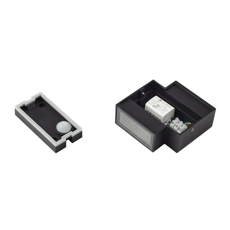 Lindby udendørs LED-væglampe Fendir, sort, aluminium, 10,5 cm