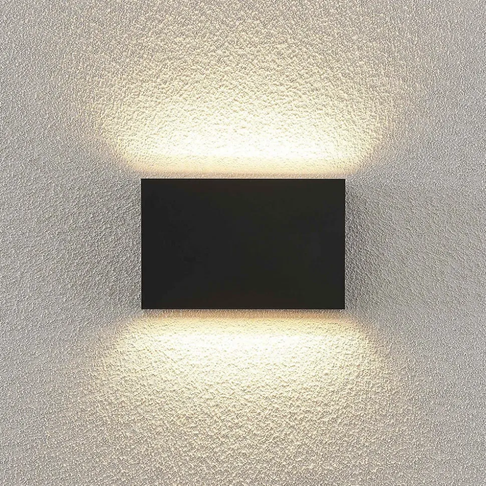Lindby udendørs LED-væglampe Jarte, 20 cm, op/ned, grå, IP65