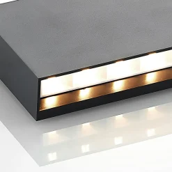 Lindby udendørs LED-væglampe Jarte, 20 cm, op/ned, grå, IP65