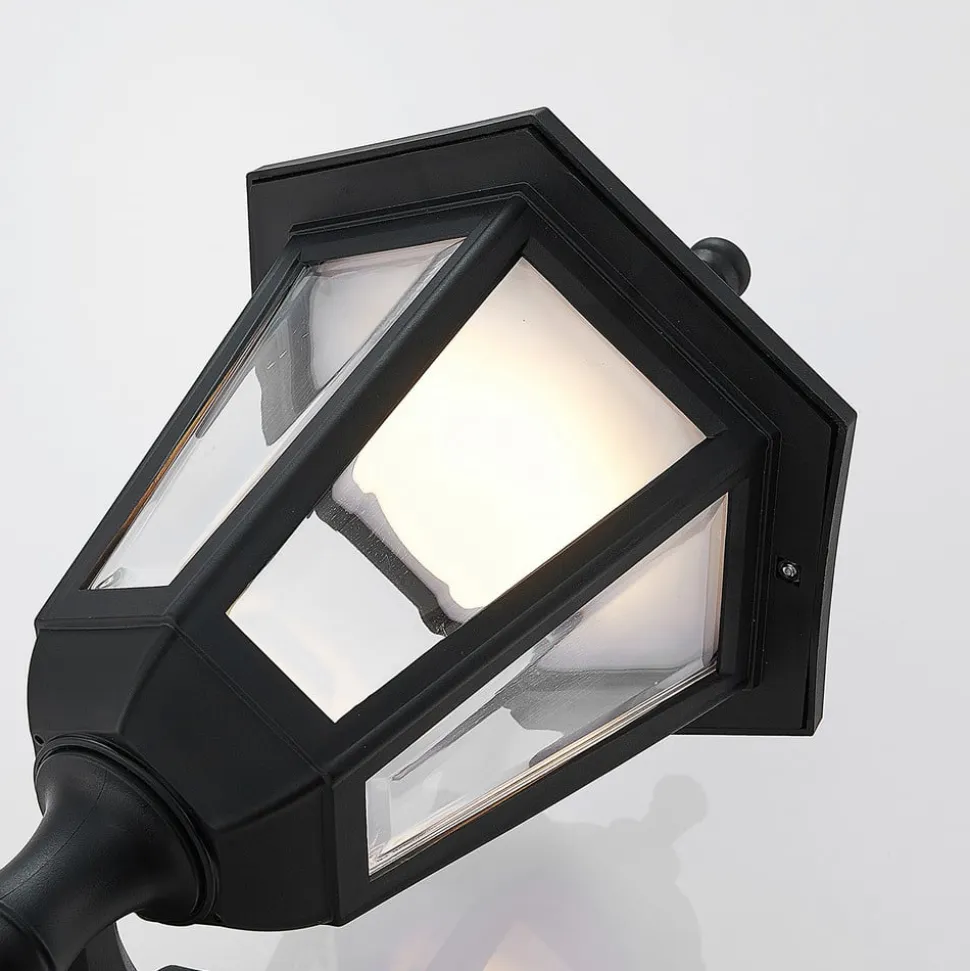 Lindby udendørs LED-væglampe Iavo, sensor, sort, lygte