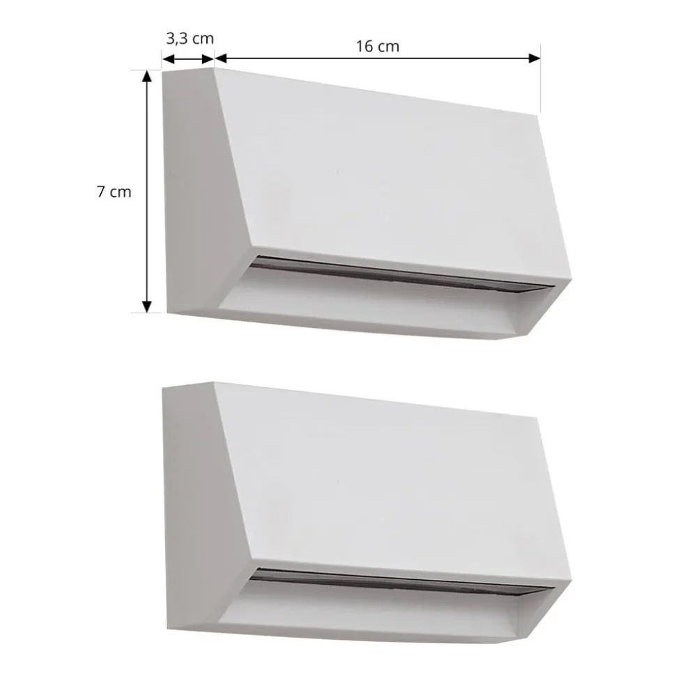 Lindby udendørs LED-væglampe Appeso, længde 16 cm, sæt med 2 stk