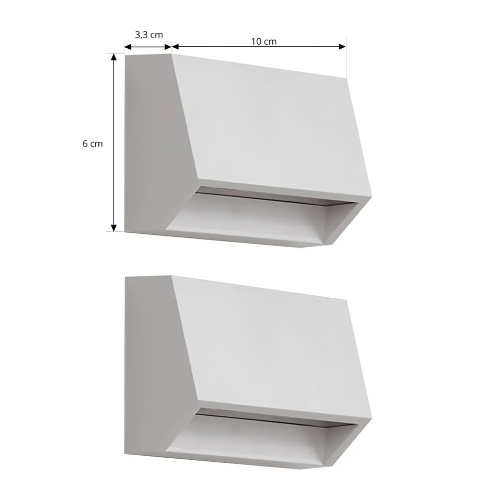 Lindby udendørs LED-væglampe Appeso, bredde 10 cm, sæt med 2 stk