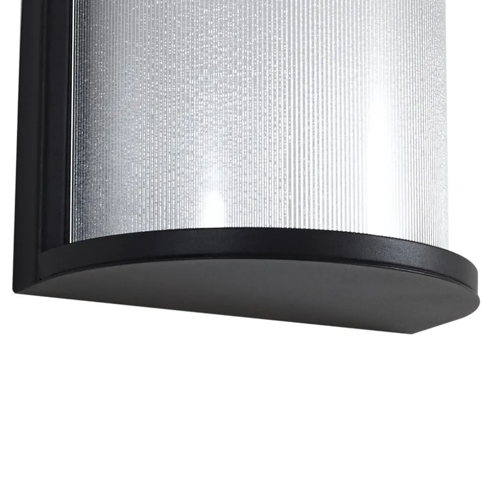 Lindby udendørs LED-væglampe Calvik, sort, riflet, IP44