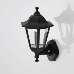 Lindby udendørs LED-væglampe Iavo, sort, lygte, 38 cm