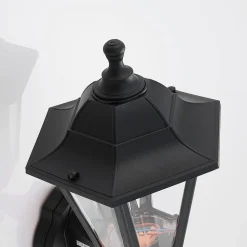 Lindby udendørs LED-væglampe Iavo, sort, lygte, 38 cm