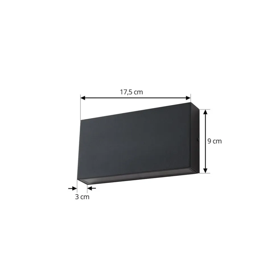 Lindby udendørs LED-væglampe Jarte, sort, metal, 17 cm, IP54