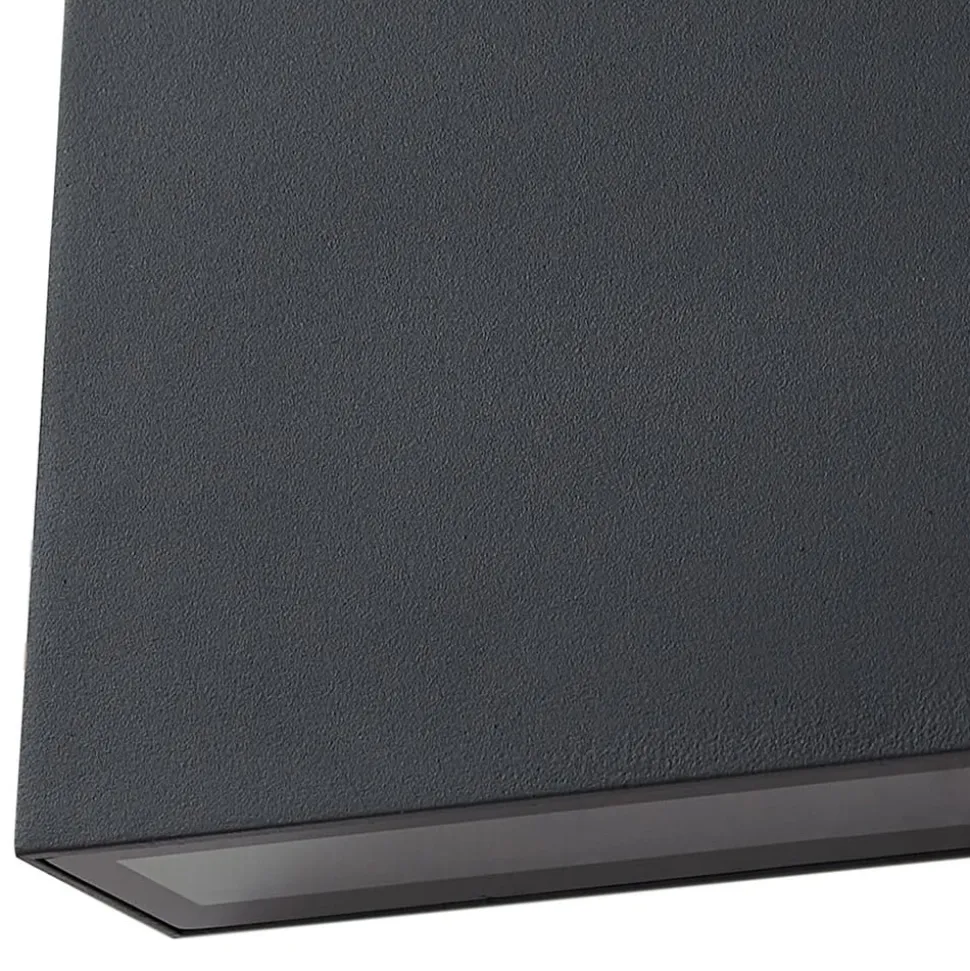 Lindby udendørs LED-væglampe Jarte, sort, metal, 17 cm, IP54