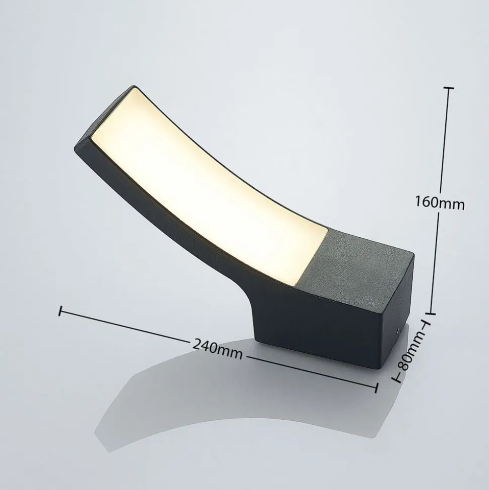 Lindby udendørs LED-væglampe Ilvita, antracit, metal, IP54