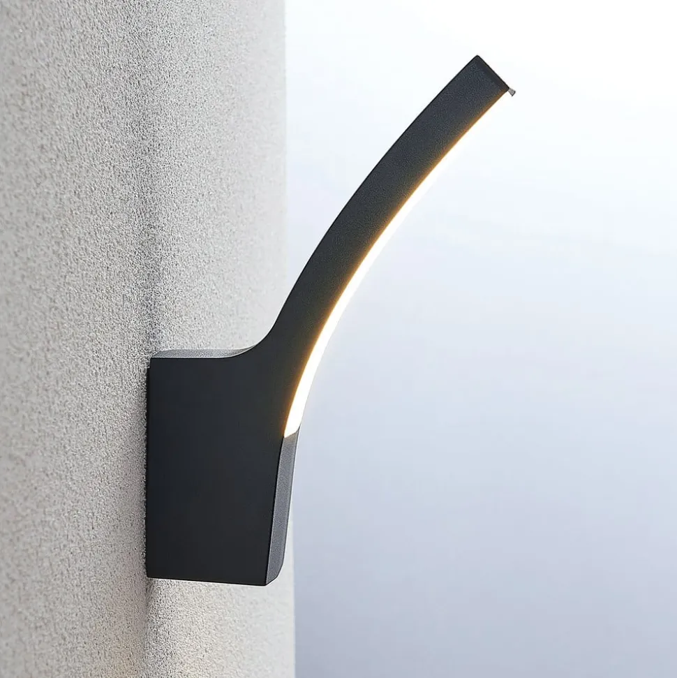 Lindby udendørs LED-væglampe Ilvita, antracit, metal, IP54