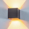 Lindby udendørs LED-væglampe Nivar, kantet, sort/guld, IP54