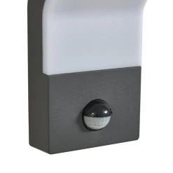Lindby udendørs LED-væglampe Korvik, 26 cm, antracit, sensor