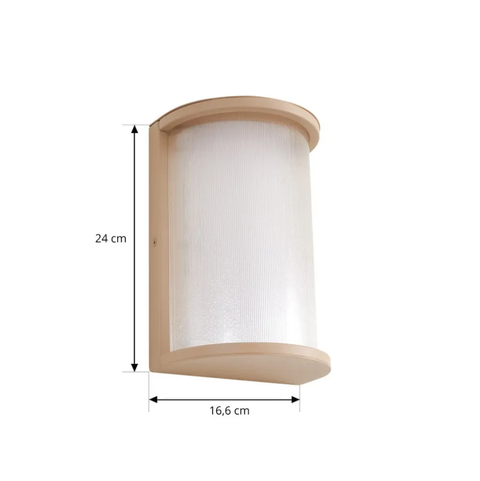 Lindby udendørs LED-væglampe Calvik, beige, riflet, IP44