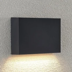 Lindby udendørs LED-væglampe Jarte, 20 cm, ned, grå, IP65