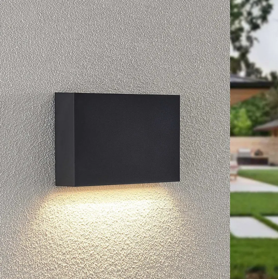 Lindby udendørs LED-væglampe Jarte, 20 cm, ned, grå, IP65