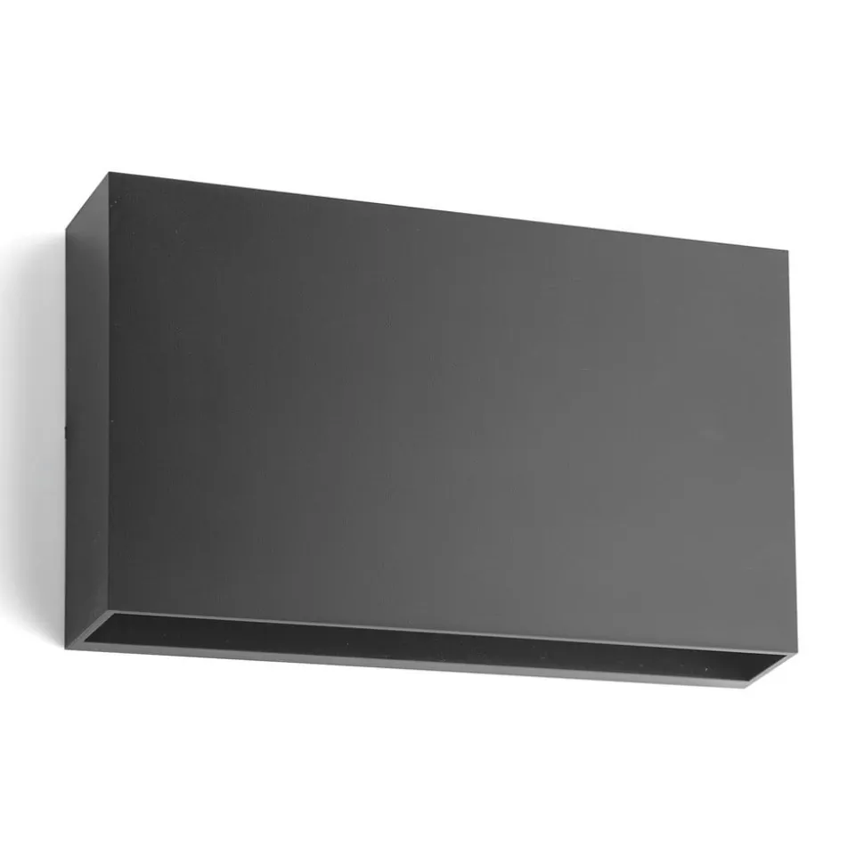 Lindby udendørs LED-væglampe Jarte, 20 cm, ned, grå, IP65