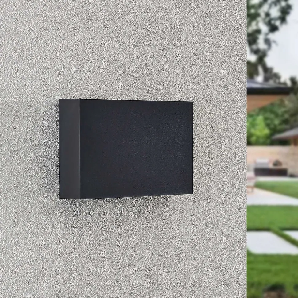 Lindby udendørs LED-væglampe Jarte, 20 cm, ned, grå, IP65