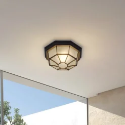 Lindby udendørs loftlampe Idril, antracit, metal, Ø 26,5 cm