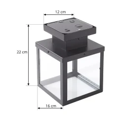 Lindby udendørs loftlampe Mandus, sort, stål, 22 cm