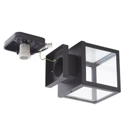 Lindby udendørs loftlampe Mandus, sort, stål, 22 cm