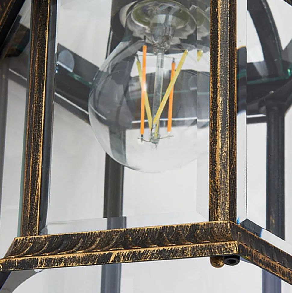 Lindby udendørs væglampe Adelisa, guld antik, aluminium, højde 39 cm