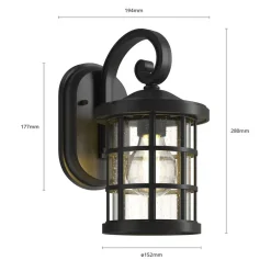 Lindby udendørs væglampe Ankea, sort, højde 28 cm, IP23, E27