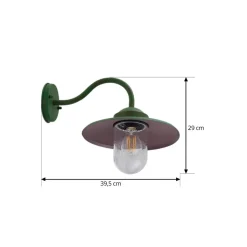 Lindby udendørs væglampe Bilma, grøn, glas, 29 cm høj