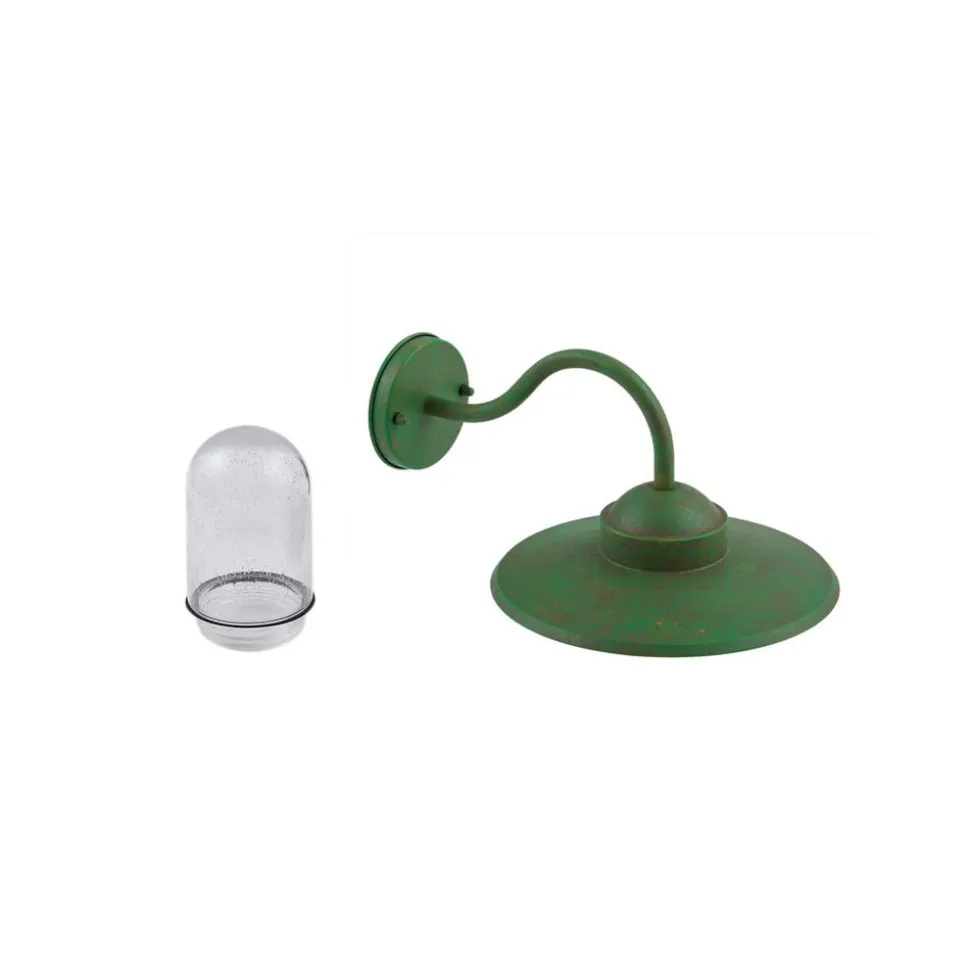Lindby udendørs væglampe Bilma, grøn, glas, 29 cm høj